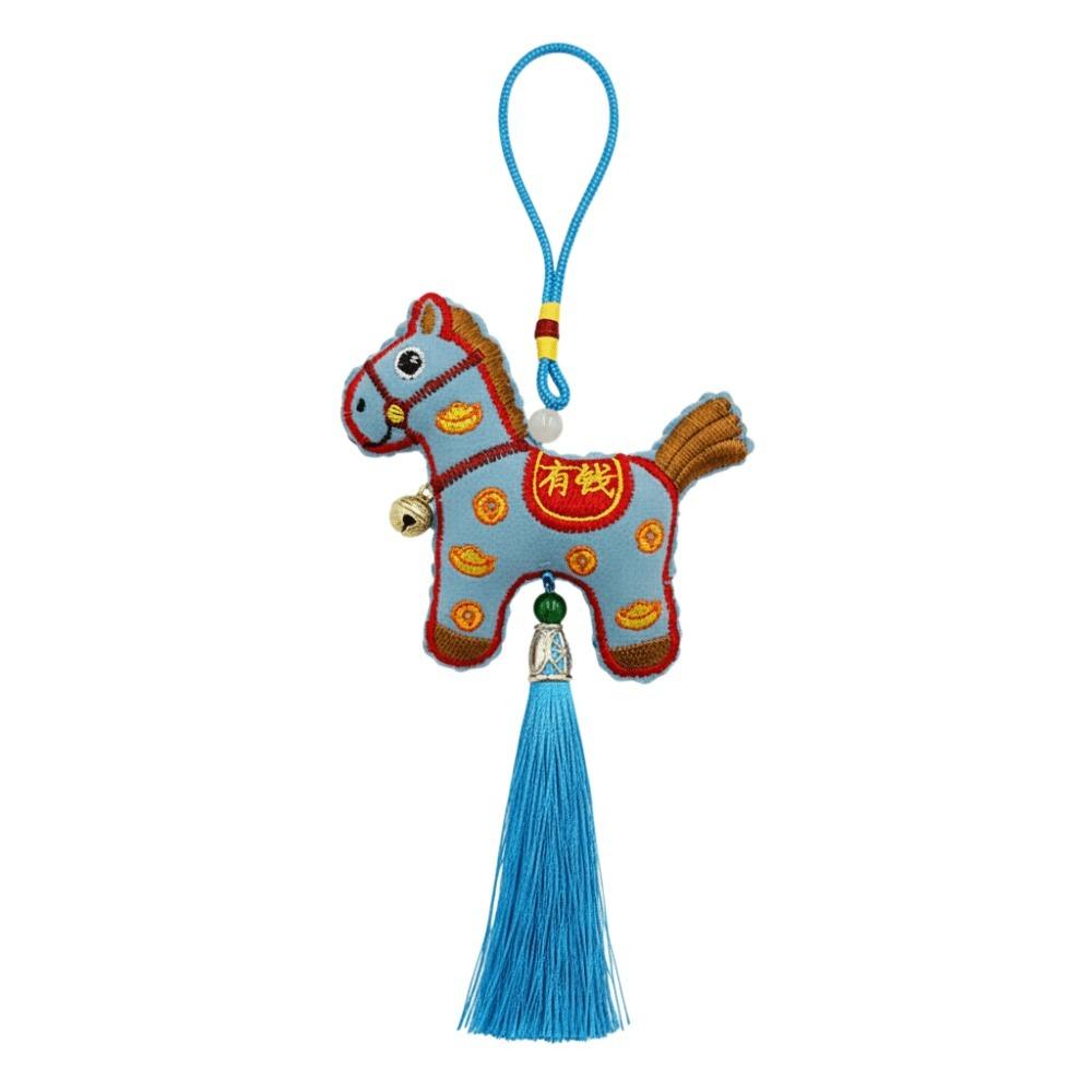 Chinese Style Pony Embroidered Pendant Tassel Zodiac Mascot New Year Horse Pendant Funny Spring Festival
