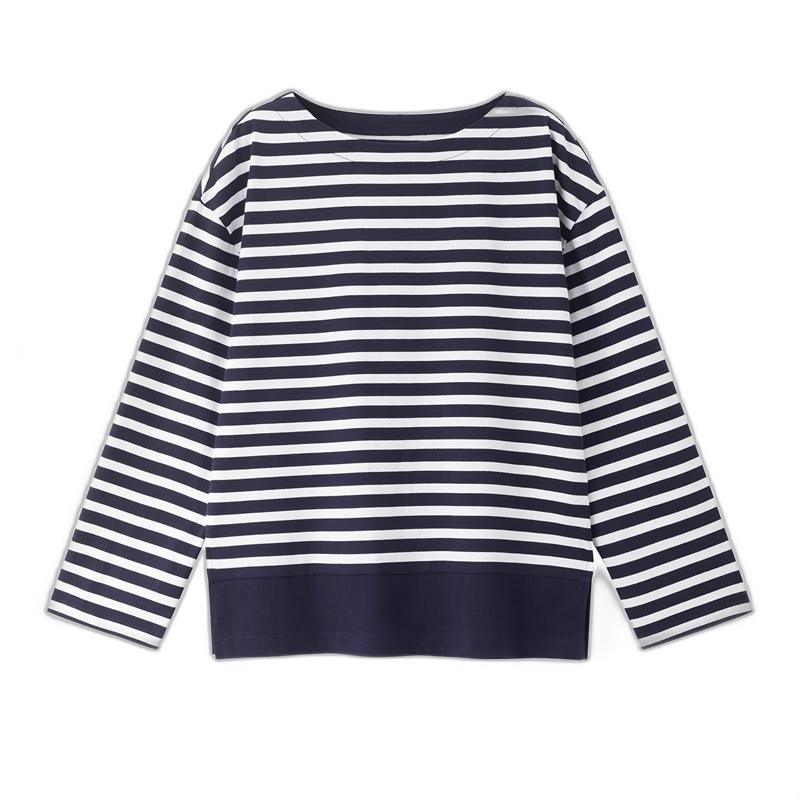 

Giordano Women s Nautical Striped Spliced Cotton Boat Neck T-Shirt S