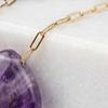 Minimalist Stone Necklace Stainless Steel Collarbone Chain Waterdrop Pendant Necklace  Party