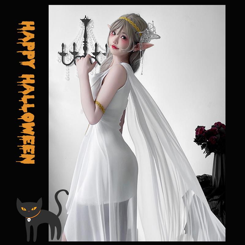 Greek Goddess Medieval Skirt Halloween Costume Elf Dress Cleopatra Athena Performance Costume