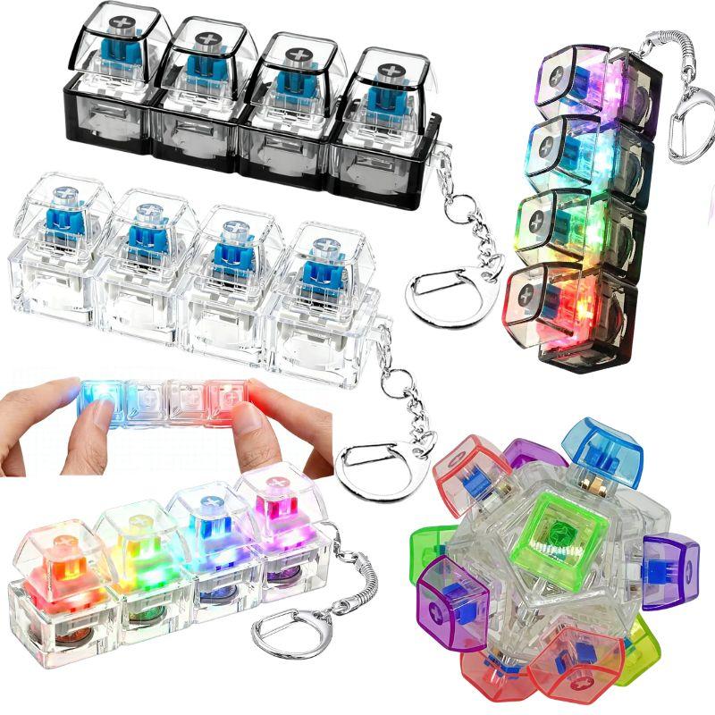 Led Light-Up Keychain Keyboard Clickable Button Fidget Toy For Stress Anxiety Relief Portable Desk Accessory Office Decor Gift