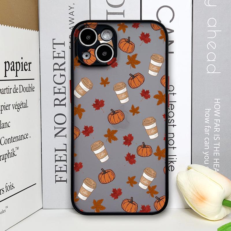 Cartoon Autumn Maple Leaf Pumpkin Coffee Phone Case for Samsung Galaxy S25 Ultra S24 Fe S23 S22 Plus S21FE Shockproof Soft Cover