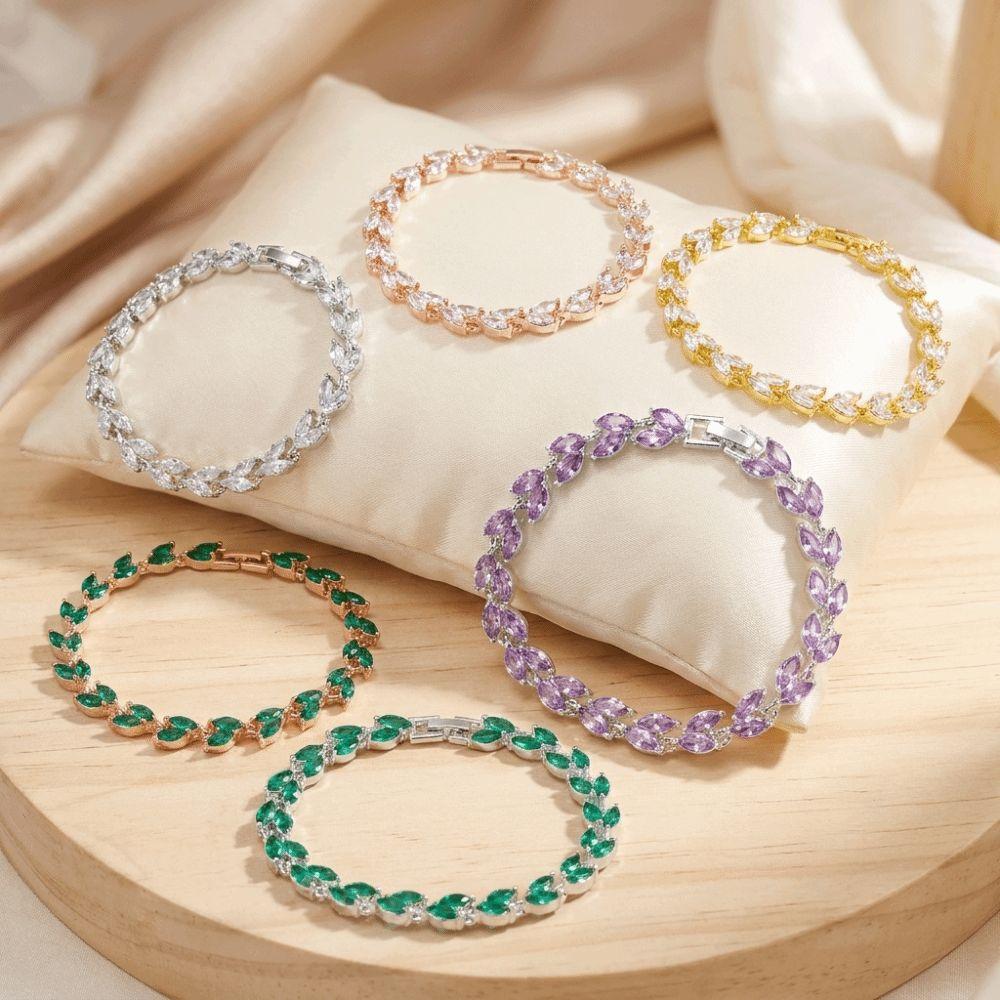 Adjustable Women Bracelet Colored Zircon Hand Jewelry Unique Chain Bracelet  Women