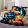 1pc Peacock in a Vibrant Dreamlike Landscape Blanket Soft Throw for Home Decor, Gift Idea, Living Room .K072