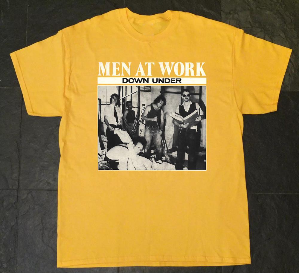 

Men At Work Down Under Australian Rock Band Yellow All Size TShirt KK119 Unisex T-Shirt L
