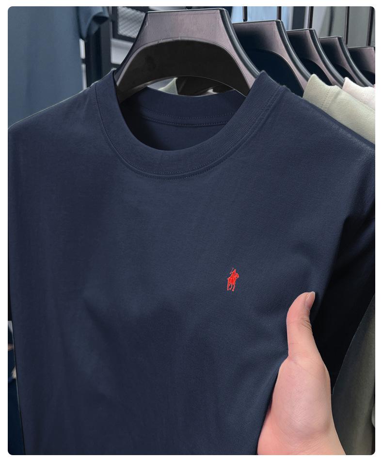 Tricou bărbați din bumbac pur cu mânecă scurtă și gât rotund - Stil casual japonez