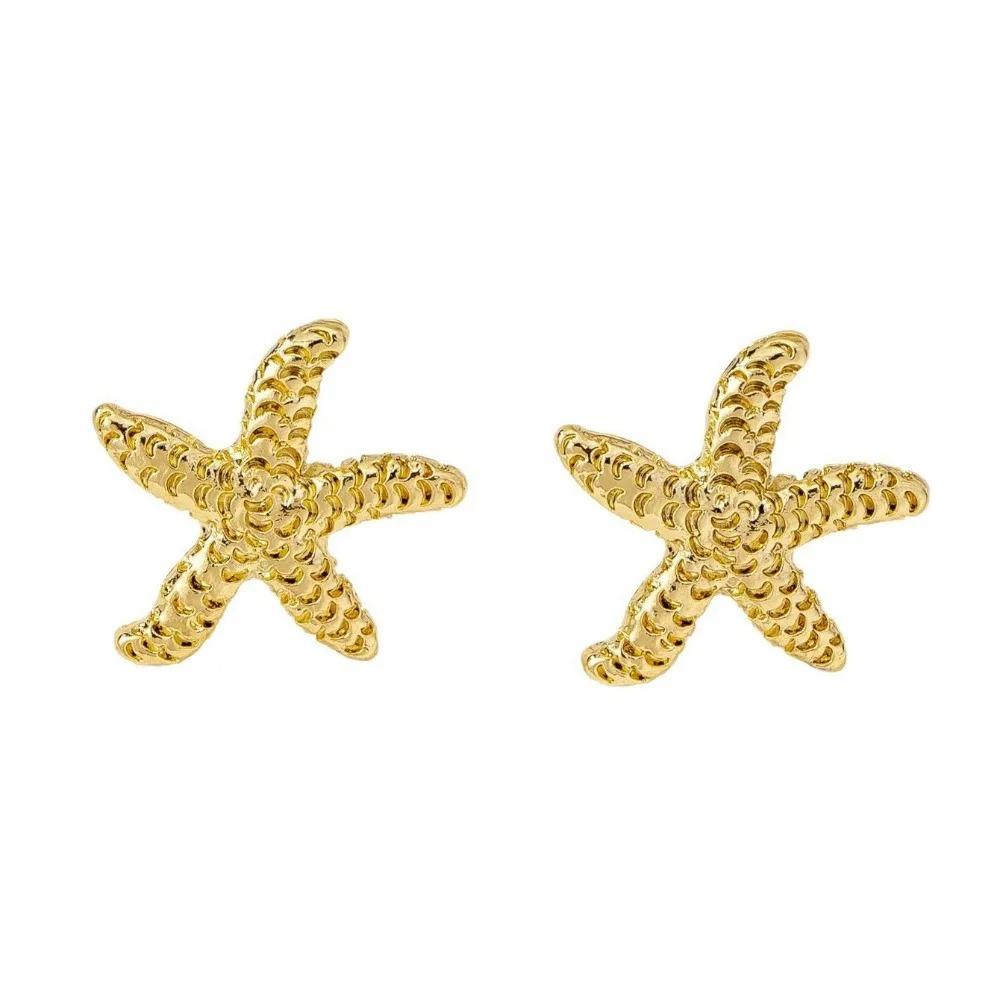 Vintage Gold Color Starfish Shell Stud Earrings Summer Ocean Fashion Jewelry for Women Party Accessory Gift