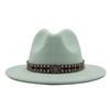Ji Nan Ladies Wool Jazz Hat Big Eaves Hat Trendy Flat Edge Top Hat
