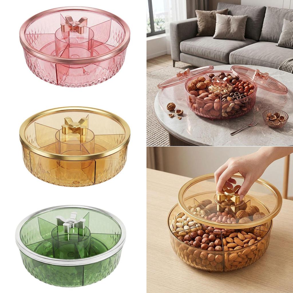 Divided Serving Tray Clear Reusable Dustproof Snacks Box Appetizer Platter Serving Dishes for Snack Cookies Fruits Nuts Kitchen