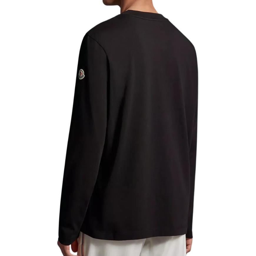 Moncler Pattern Embroidered Badge Crew Neck Long Sleeve T-Shirt Men tops Black I2-091-8D00016-8390T-999