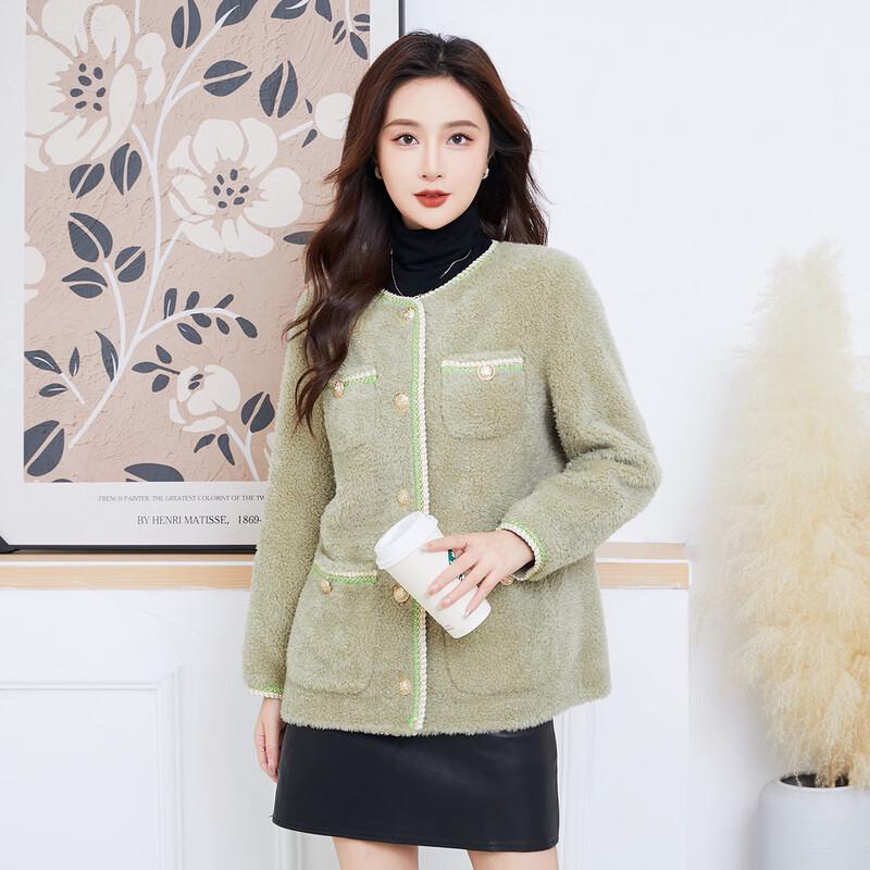 KAISER Women's Lamb Shearling Wool Blend Short Coat