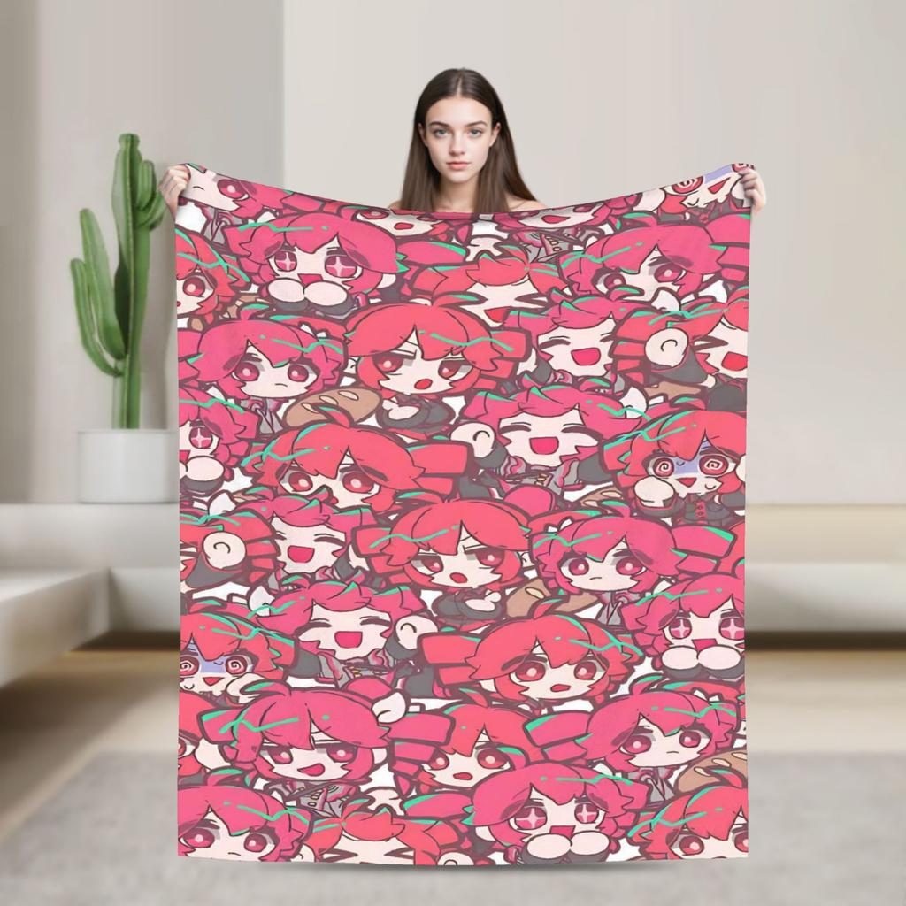 Kasane Teto Blanket Anime Vtuber Plush Novelty Soft Throw Blanket for Bedspread Textile Decor