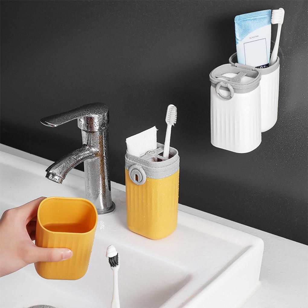 Toothbrush Case Wall Mounted Ple Toothpaste Container Multifunctional Dust Proof Sanitary Tool for Home Business Trips School