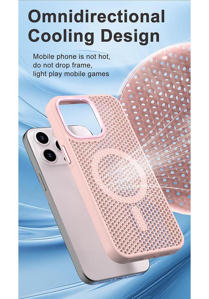 Honeycomb Heat Dissipation Magnetic Case for iPhone 15 Pro Max - Drop-Proof and Skin-Feel Protective
