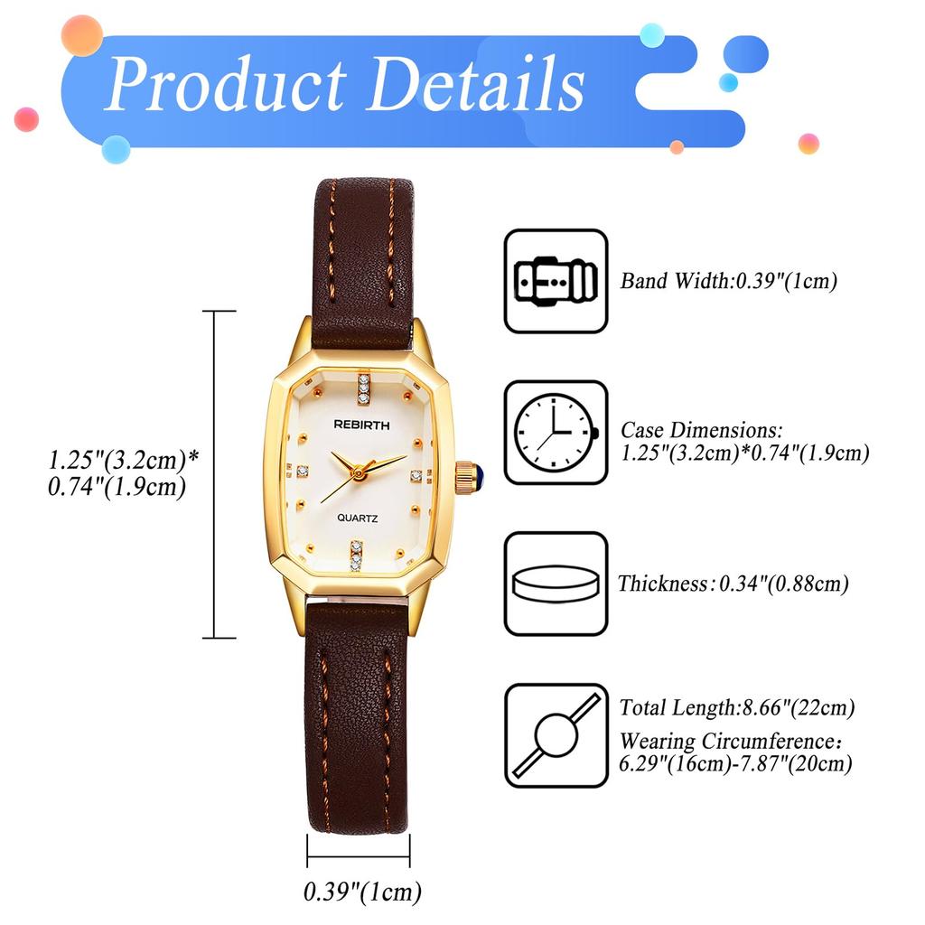 Women's Watch Genuine Leather Strap Analog Square Watch Waterproof Antique Simple Fashionable Leather Belt Square Clock Fashion Accessory - Birthday