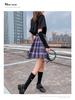 Gentle JK Plaid Pleated Skirt - High Waist Japanese School Uniform for Women