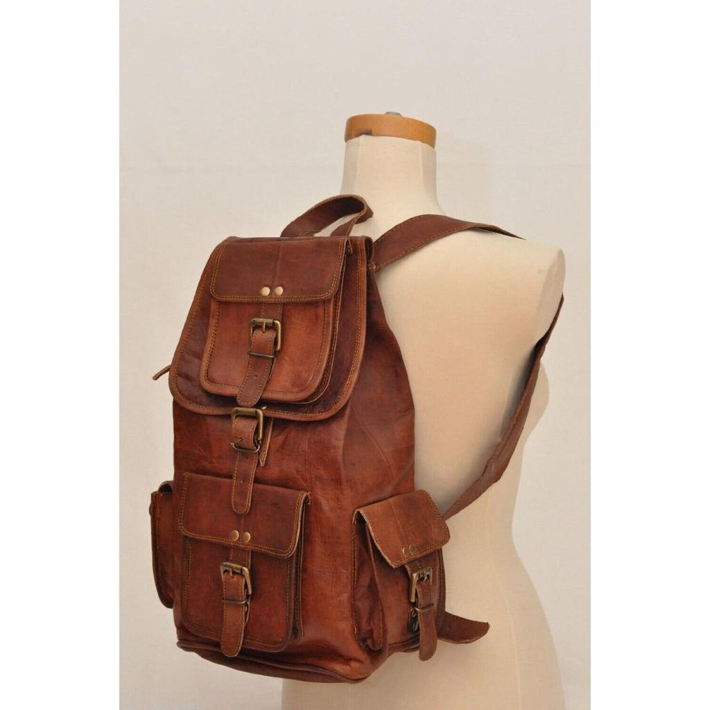 Echtes Ziegenleder, großer Vintage-Rucksack für Herren, Reiserucksack, Laptop-Sporttasche