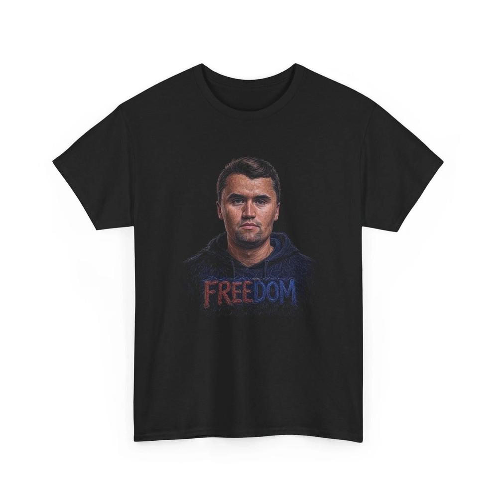 Freedom Charlie Kirk Patriotic Unisex Tee, Political Activist , RIP Charlie Kirk Unisex T-Shirt L