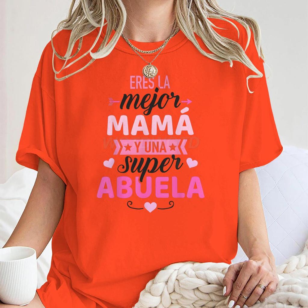 Mom Grandma Matching Tshirt Pink White Print Short Sleeve Top Best Mom Super Grandma Casual Daily Wear Top Unisex