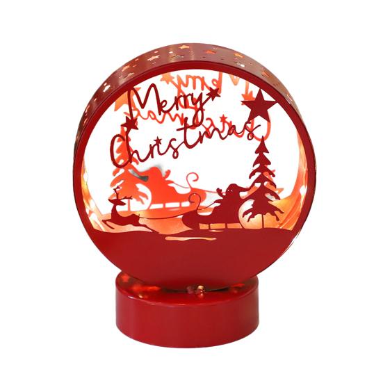 Christmas Night Light LED Elk Silhouette Decoration Lighted Santa Claus Table Centerpiece Snowman Nightlight for Kids Bedroom Festive Party Decor