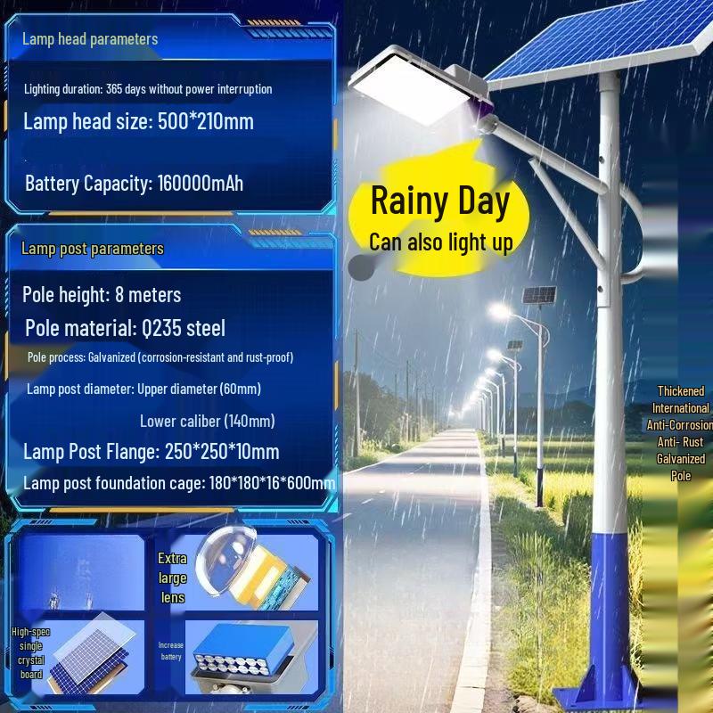 Nufeng Outdoor Solar Street Light with 8m Conical Pole