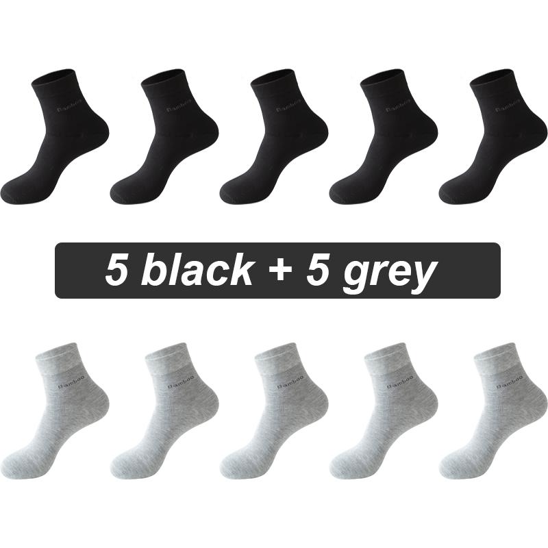 10Pairs/lot Men Bamboo Fiber Socks Casual Black White Business Anti-Bacterial Breatheable Male Sock High Quality Size 38-45
