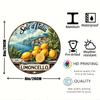 Vintage Lemon  Italian Coast Metal Wall Art  Rustic Aluminum Circular Sign with Limoncello Design Lemon Slices