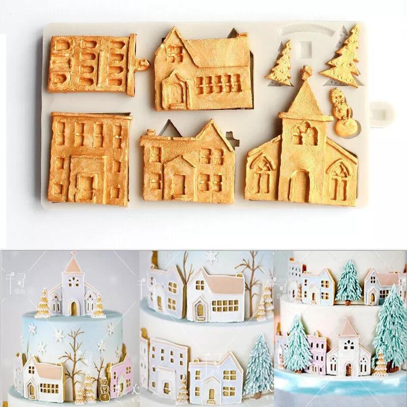 Weihnachtsbaum Haus Silikon Fondant Kuchen Dekor Form Schokolade Sugarcraft Form
