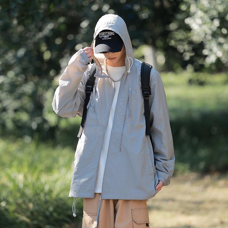 Męska kurtka letnia wiatrówka z jedwabiu lodowego z ochroną UV UPF50+