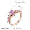 Luxury  Rose Gold Color Ring For Women Shiny Pink Natural Zircon Accessories Daily Fine Jewelry Best Gift