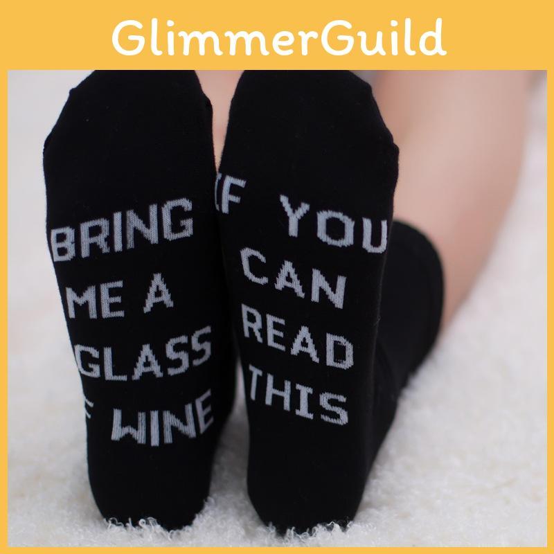 If You Can Read This Unisex Cotton Mid-calf Socks With English Alphabet Embroidery Moisture-wicking Shaping
