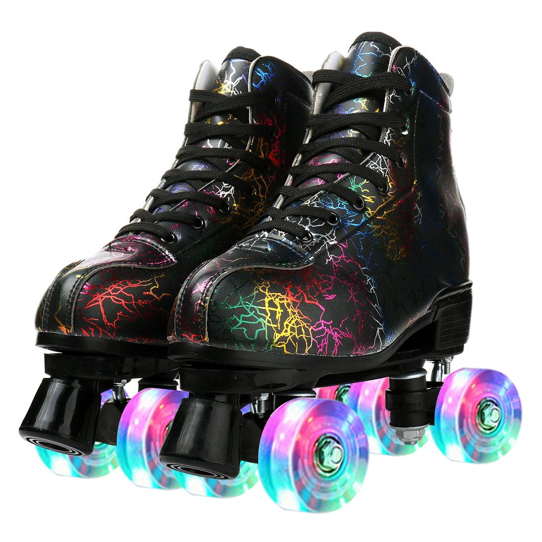 Flashing PU Leather Roller Skates Shoes