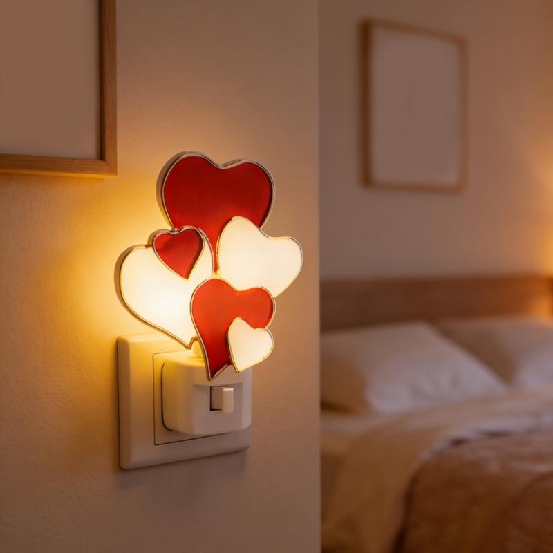 Romance Plug In Heart Night Light Portable Decorative Light Wedding Holiday Decorations for Bedrooms Hallways And Stairs