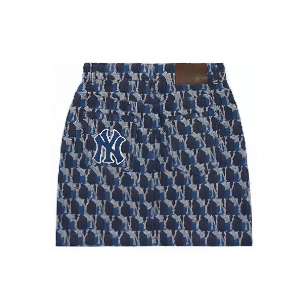 New MLB Old Flower Denim Short Skirts Women's Multicolor 3FDSM0224