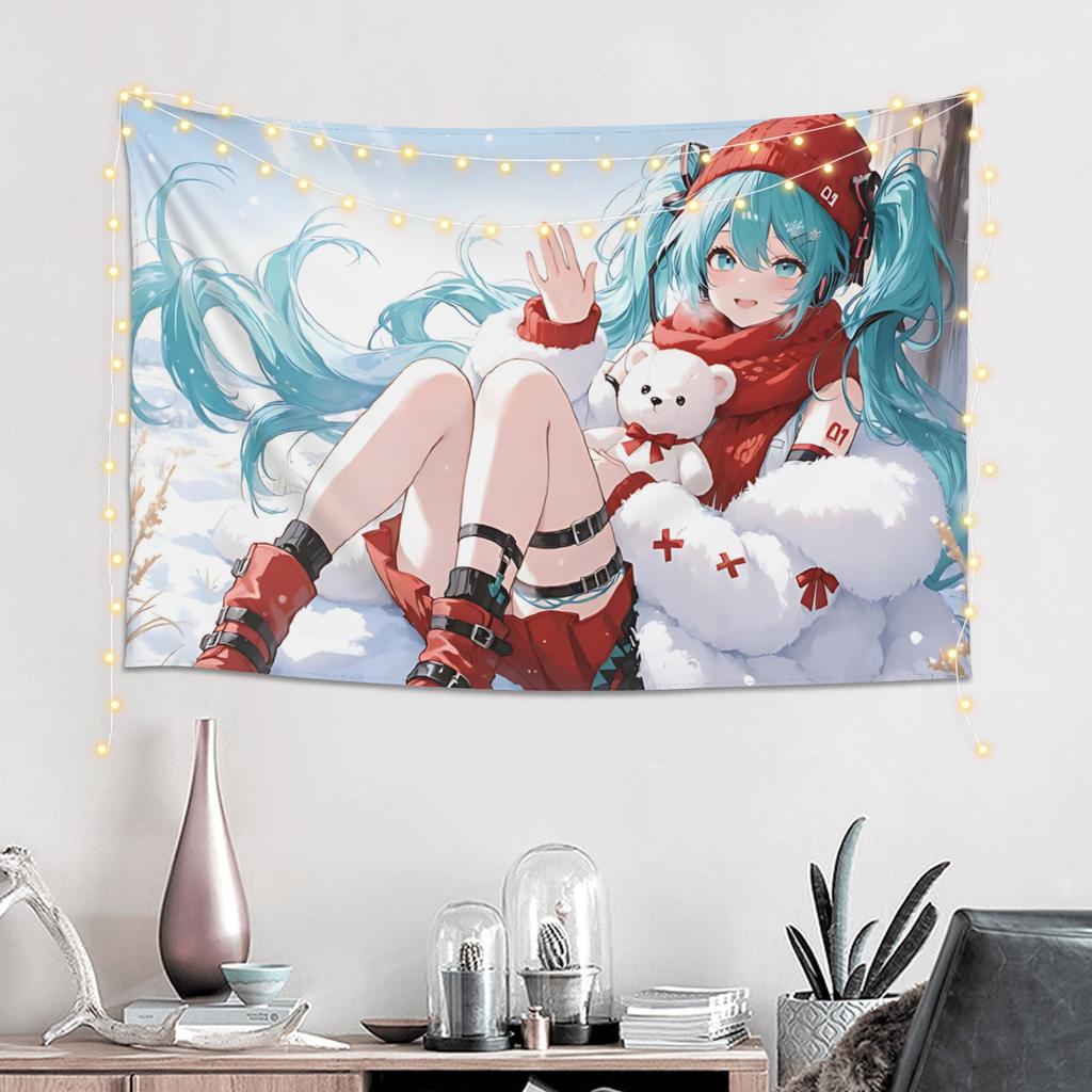 Cutecore Your Christmas Gift Hatsune Miku Tapestry Bedroom Decoration Wall Hanging Blanket Tapestry Cool Stuff For Room