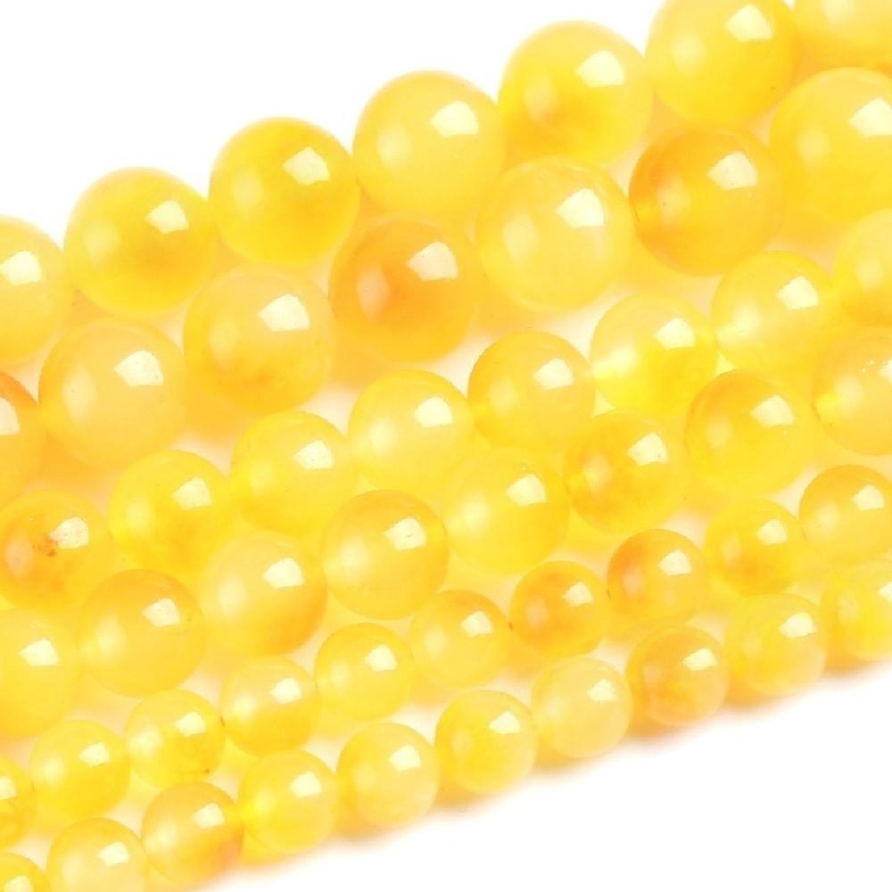 

Желтый Халцедон Цветок Нефрит Натуральный Камень 15 Гладкие Свободные Разделительные Бусины 4/6/8/10/12мм для Изготовления Ювелирных Изделий DIY Браслеты Шармы Аксессуары Dia 4mm