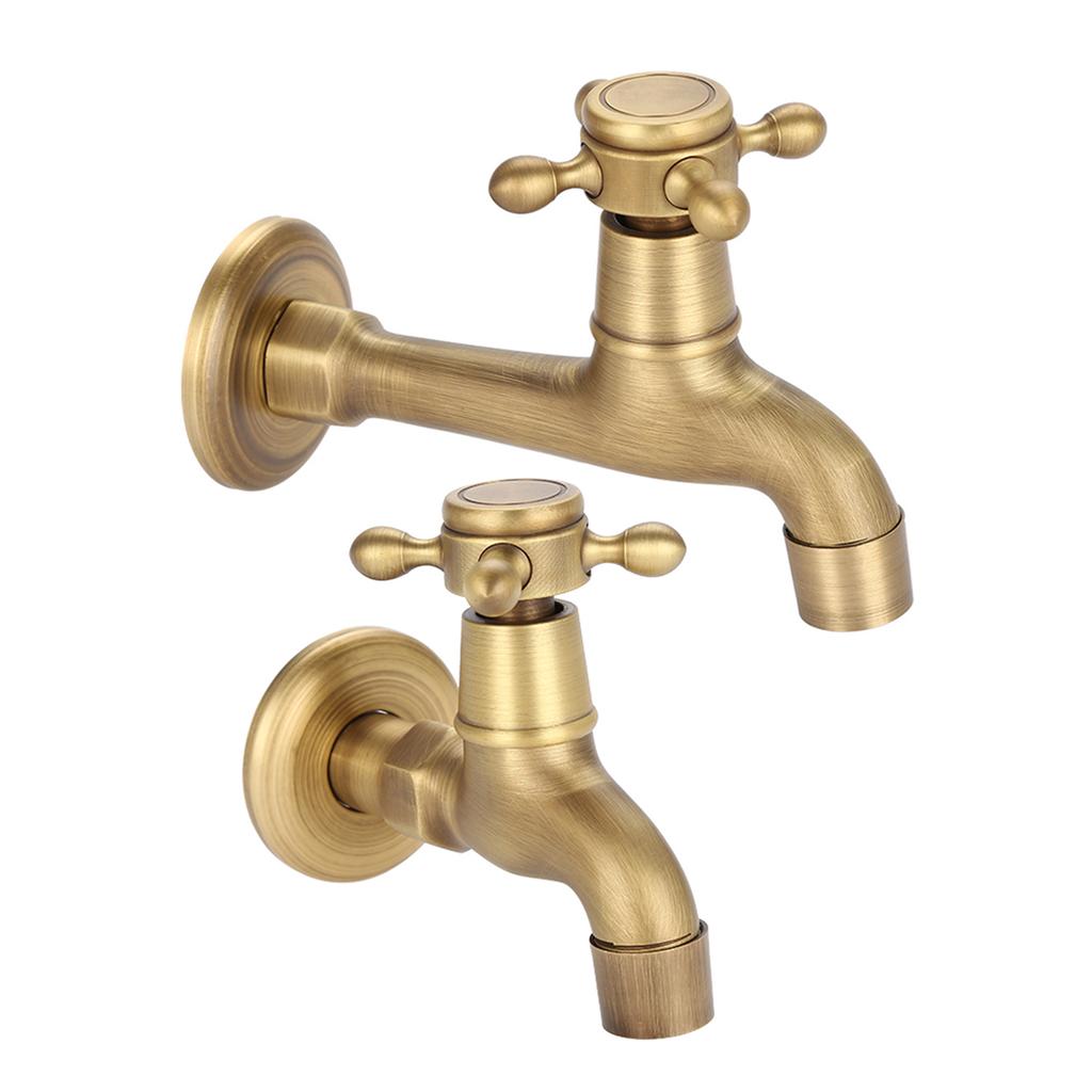 Faucet Wall Mounted Vintage  Brass Faucet Single Cold Water Tape for Kitchen Sink Mop Pool Wall Mount Faucet Vintage Faucet