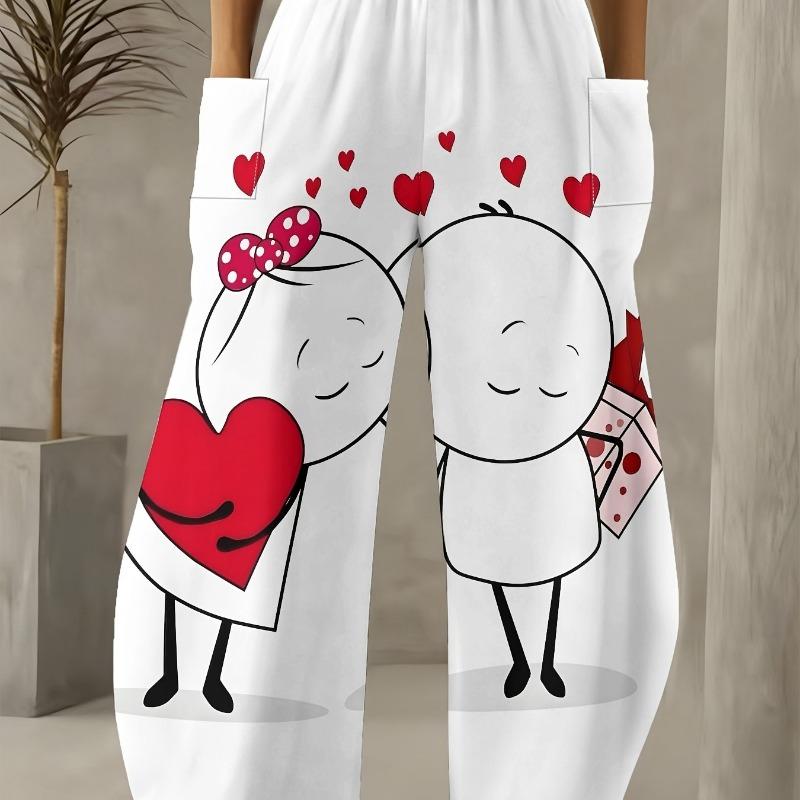 Women's Standard Size Fashion Trendy 3D printing oom Print Wide-Leg Pants, Comfortable and Suitable for All Seasons