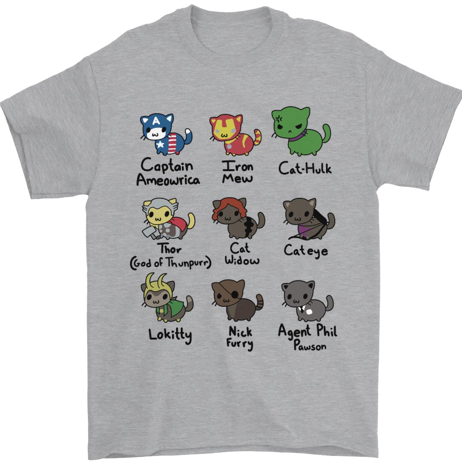 Funny Cat Superheroes Mens T-Shirt 100% Cotton XL