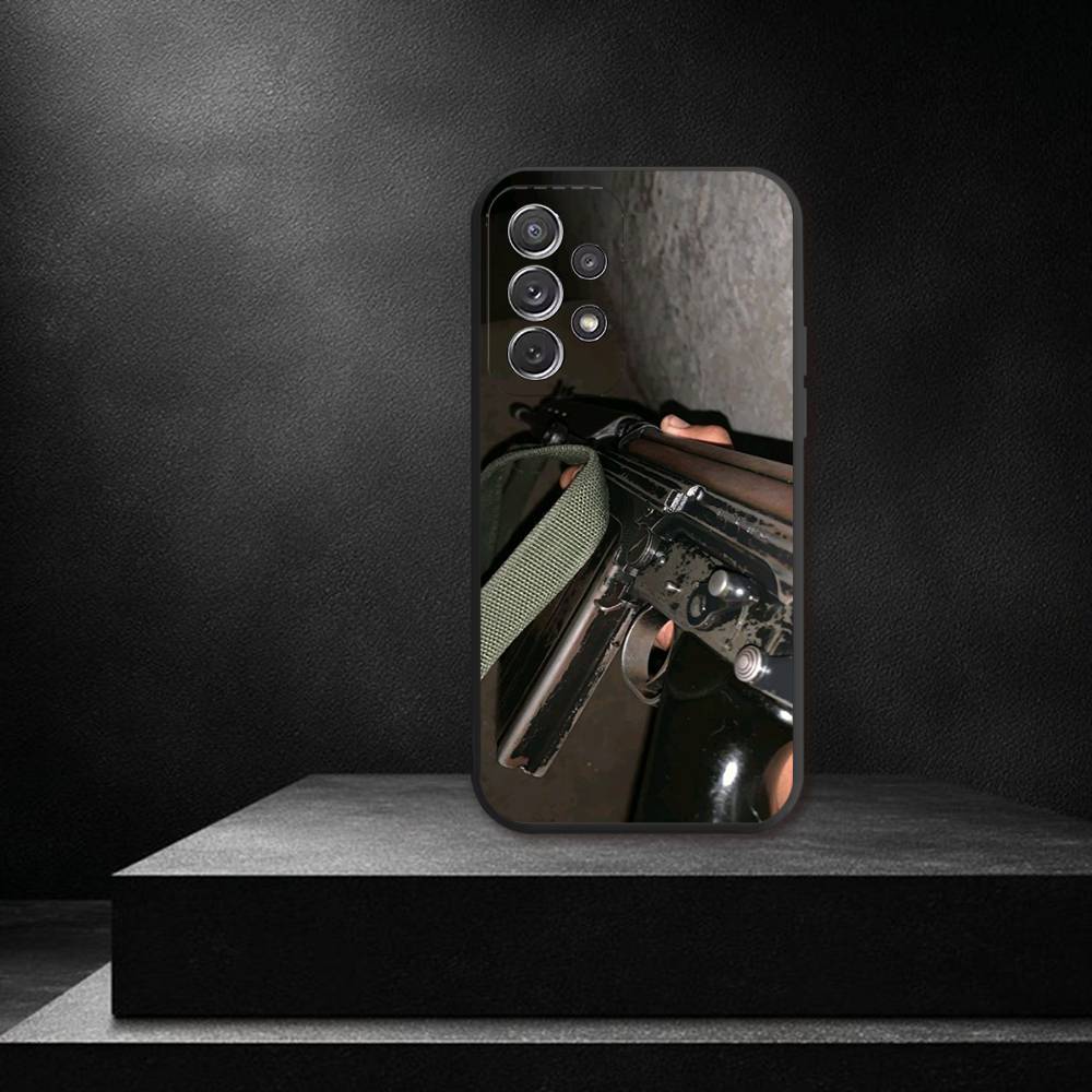 AK47 Handgun Gun BUlletss Phone Case For Samsung S 26,25,24,23,22,30,21,10,9,Ultra,Plus,Lite,FE,4,5G Black Soft Case