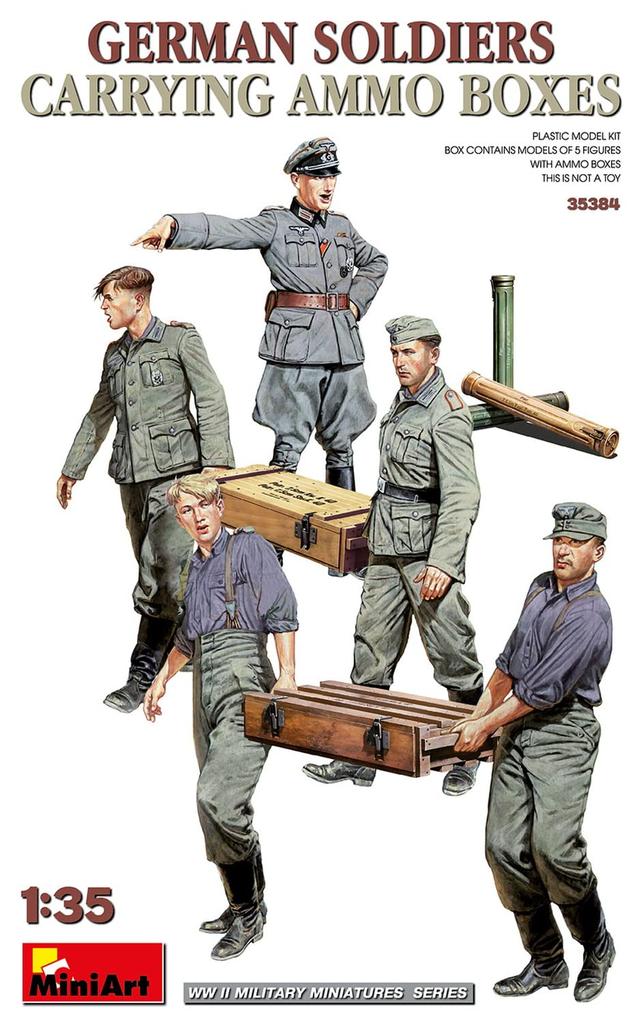 Miniart Scale German Soldiers Carrying Ammunition Boxes of Plastic Model Kit MA35384 1/35 (Set 5)