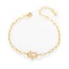 925 Sterling Silver Toggle Clasp Bracelet Gold Plated White CZ Geometric Chain Jewelry