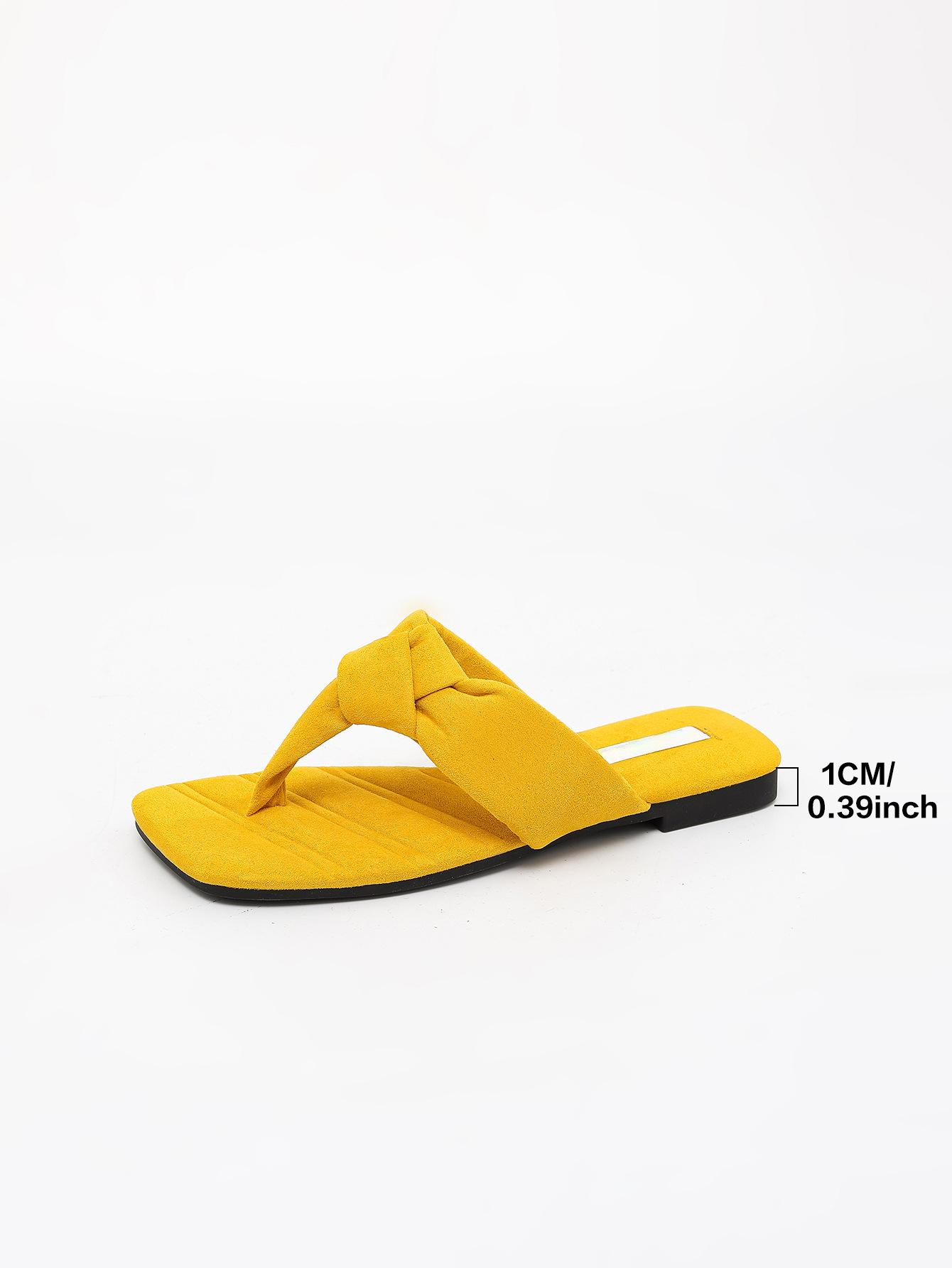 

Summer new toe flip-flops shoes women wear high-end fashion flat sandals 2025 French temperament women s shoes 39 жёлтый