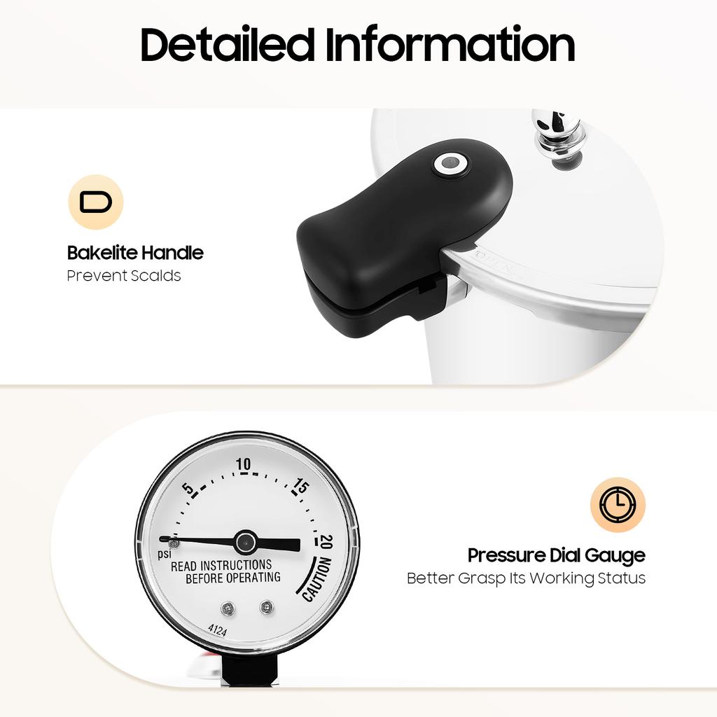 22L Aluminum Alloy Pressure Canner and Cooker 90Kpa Pressure Canner Built-in Pressure Gauge,Large Capacity, Explosion-proof