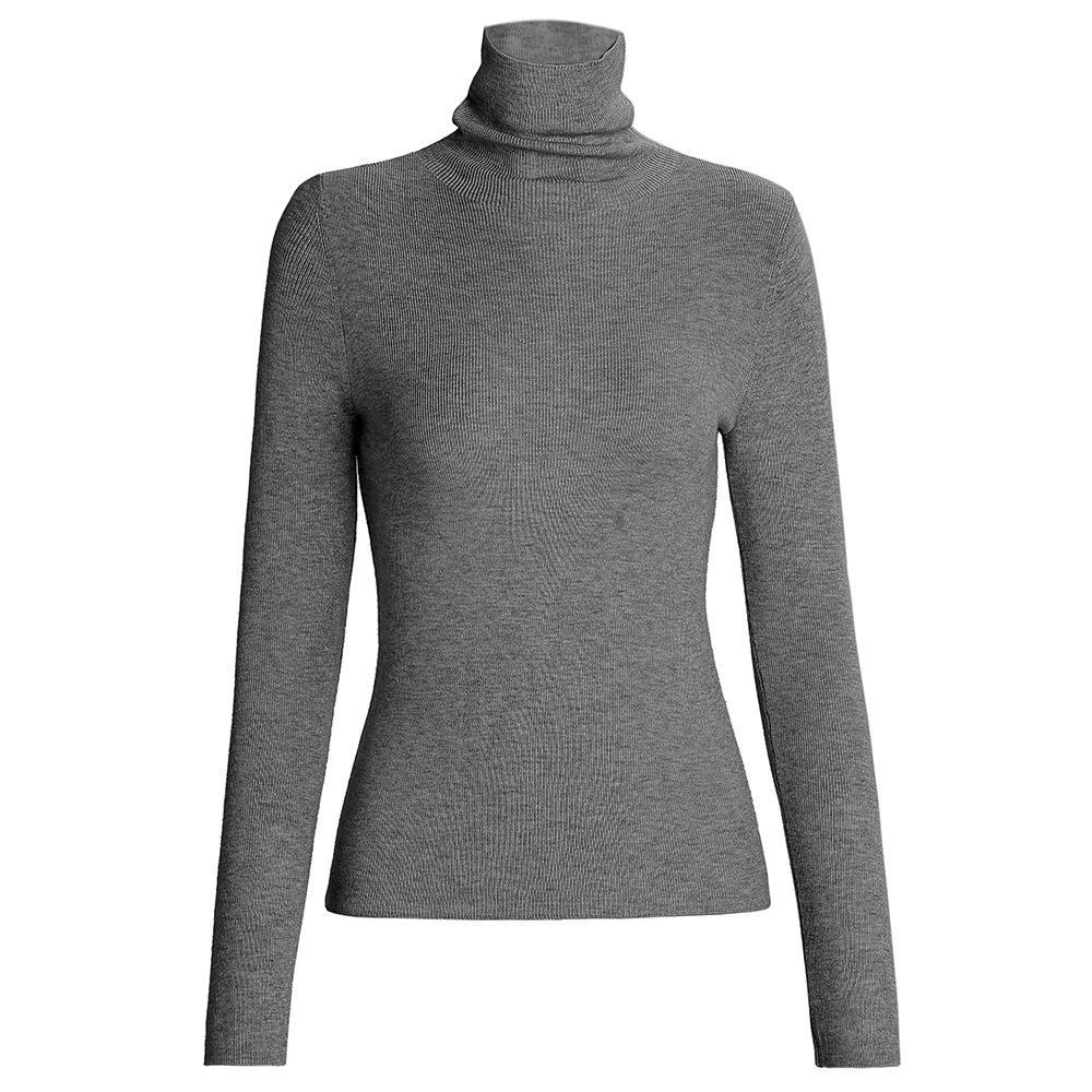 Zhili Women's Spring 2025 Multicolor Slim Fit High Collar Long-Sleeve Knitted Sweater