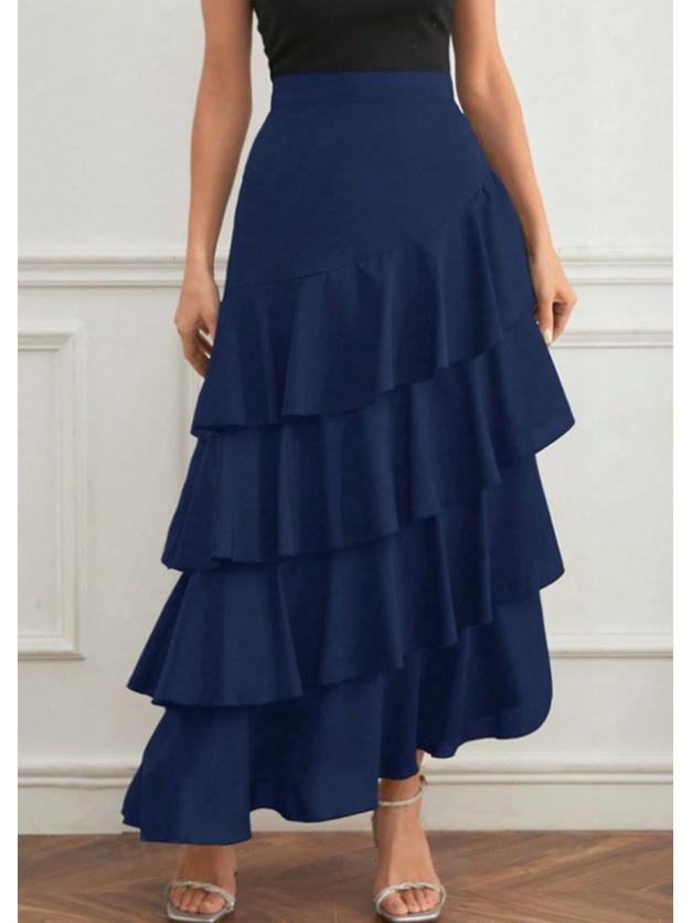 Europäisch-Amerikanischer Frühling/Sommer High-Waist Unregelmäßiger Midi Maxi Rock