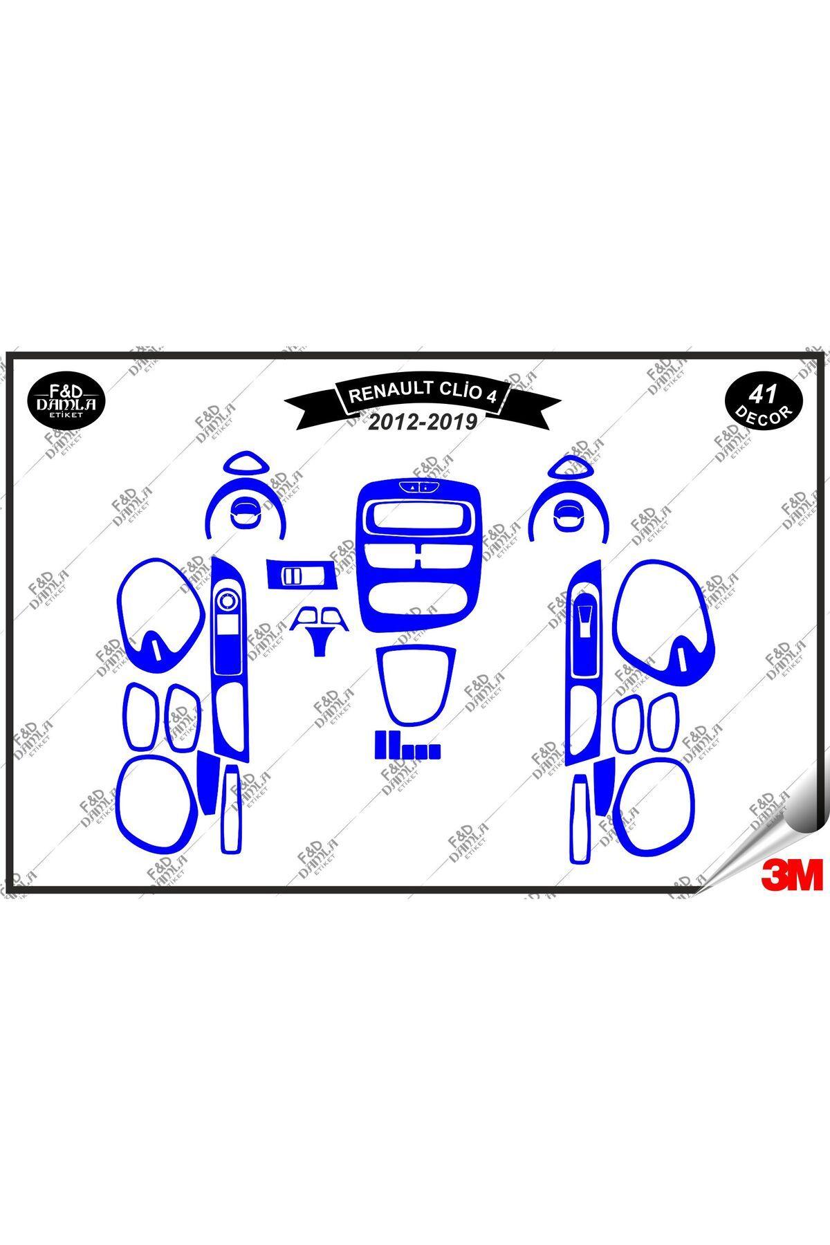 

Renault Clio 4 (2012-2019) Torpido Konsol Trim Göğüs Maun Kaplama Set 41 Parça Mavi