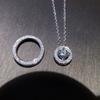 925 Sterling Silver Anti - Allergic Necklace for Women Simple Chain Clavicle Neck Circle Zircon Crystal Pendant