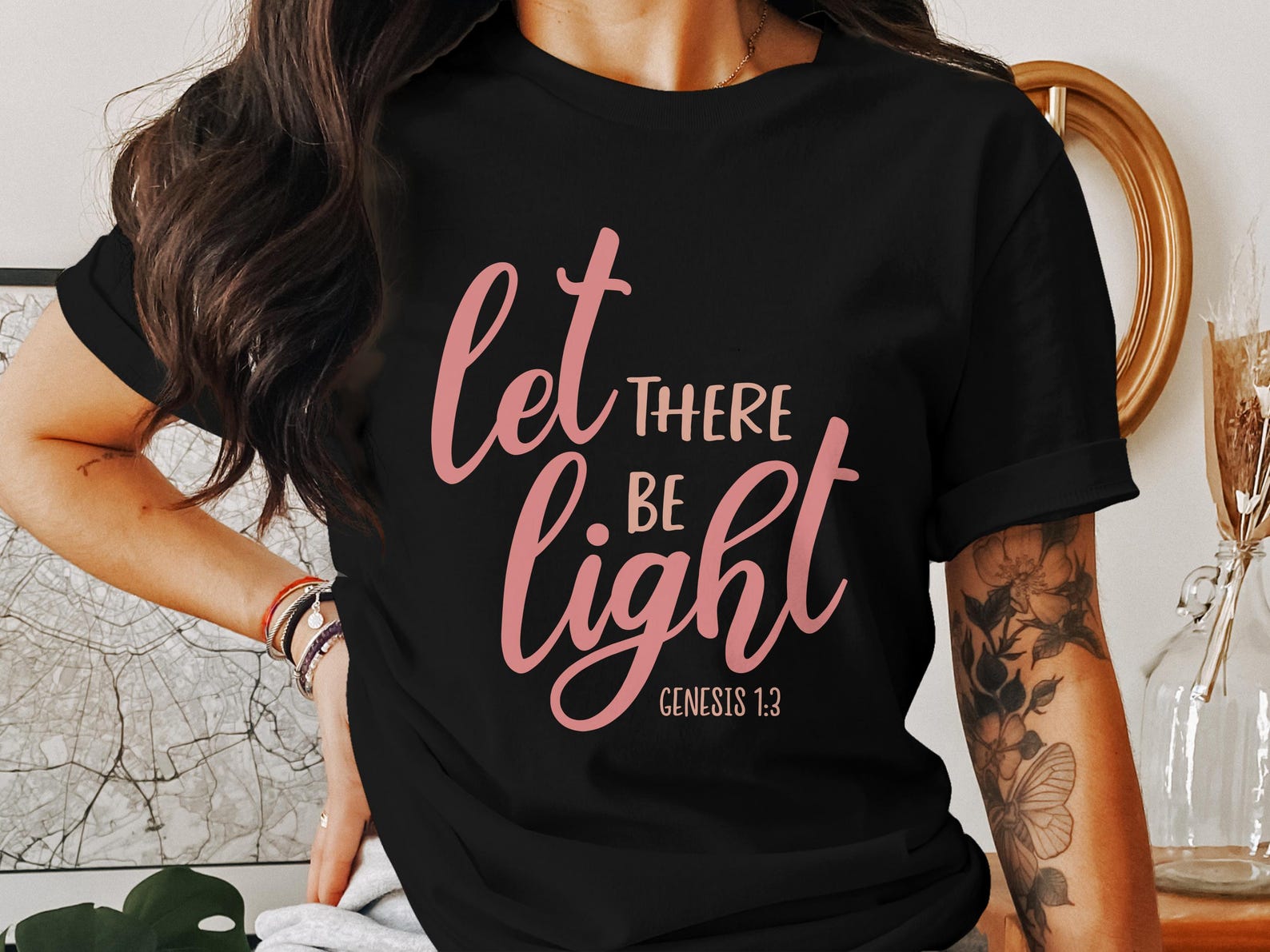 Let There Be Light T-Shirts, Christian Apparel, Genesis 1 3 Bible Verse, Religious Gifts, God T-Shirts, Faith Based Clothing M