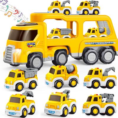 Toys Truck, Baby Toys Car Set with Play Mat/Storage Bag, 7 In 1 Construction Big Carrier Vehicle for Age 1-2 Boys Birthday Gifts for Kids Age 2-4